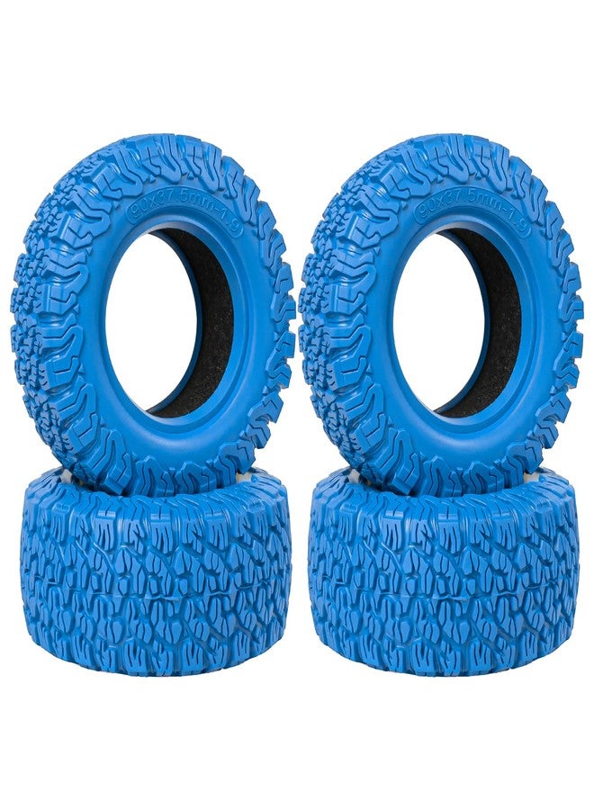LRFHL 1.9 Crawler Tires Soft Rubber 90 * 37.5mm Colored Tires High Grip RC Rock Terrain Tyre with Foam Insert Compatible with 1/12 MJX HYPER GO H12Y H12P MN128 1/10 Axial D90 (4PCS, Blue) - Image 1